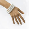 3 Strand 10mm Simulated Pearl Stretch Bracelet, 2.5" (White)