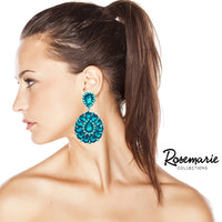 Stunning Crystal Rhinestone Dramatic Long Clip On Style Earrings, 3"