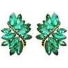 Dazzling Crystal Marquis Leaf Cluster Statement Clip On Earrings, 1.87"