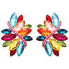 Dazzling Crystal Marquis Leaf Cluster Statement Clip On Earrings, 1.87"