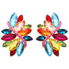 Dazzling Crystal Marquis Leaf Cluster Statement Clip On Earrings, 1.87"