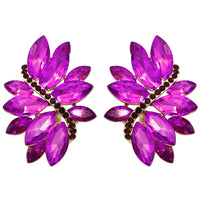 Dazzling Crystal Marquis Leaf Cluster Statement Clip On Earrings, 1.87"