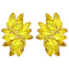 Dazzling Crystal Marquis Leaf Cluster Statement Clip On Earrings, 1.87"