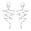 Women's Unique Polished Metal Ribbon Scroll Metal Dangle Clip On Style Earrings, 3" (Silver Tone)