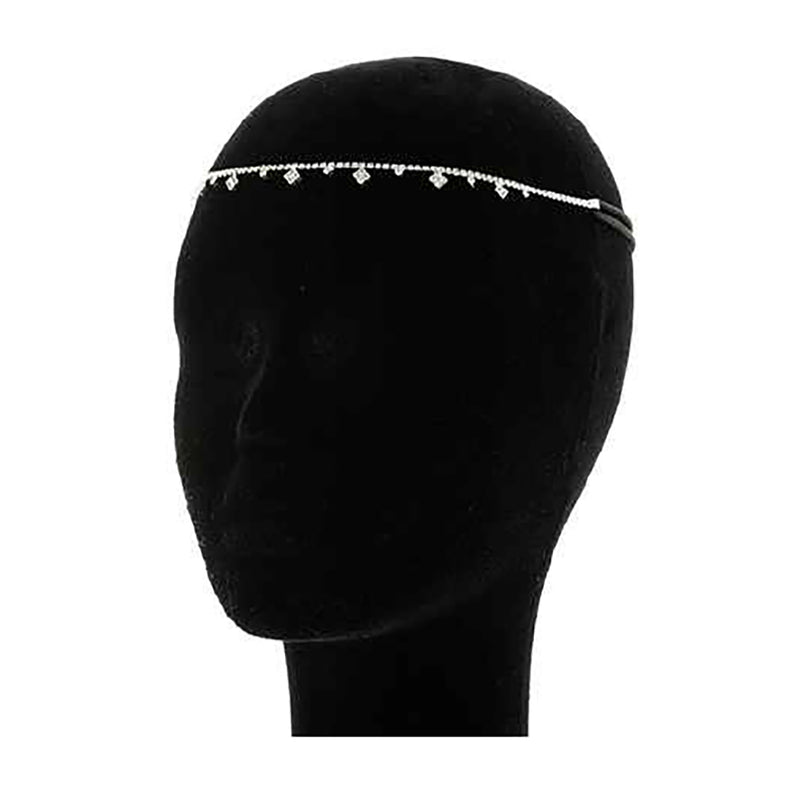 Chic Crystal Rhinestone Stretch Elastic Headband Hair Accessory, 9.25" (Dainty Flower Crystal)