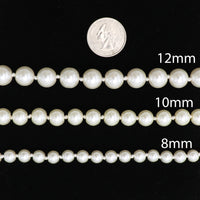 Stunning Simulated Pearl Knotted Strand Necklace With Lobster Clasp (18"+3" Extender, White, Silver Tone, 10MM)