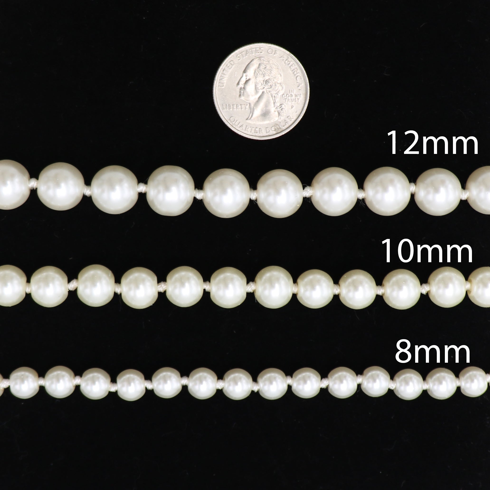 Stunning Simulated Pearl Knotted Strand Necklace with Lobster Clasp 8mm (16"+3" Extender, White, Silver Tone, 8MM)