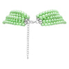 Multi Strand Simulated Pearl Bib Necklace and Earrings Jewelry Set, 16"+3" Extender (Lime Green Silver Tone)…