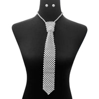 Stunning 6mm Simulated Pearl Necktie Necklace And Stud Earrings Gift Set, 14"+3" Extender