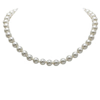 Stunning Simulated Pearl Knotted Strand Necklace With Lobster Clasp (16"+3" Extender, Cream, Gold Tone, 8MM)