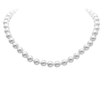 Stunning Simulated Pearl Knotted Strand Necklace with Lobster Clasp 8mm (16"+3" Extender, White, Silver Tone, 8MM)