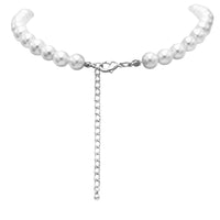 Stunning Simulated Pearl Knotted Strand Necklace with Lobster Clasp 8mm (16"+3" Extender, White, Silver Tone, 8MM)