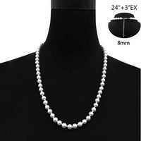 Women's Stunning Simulated Pearl Knotted Strand Necklace With Lobster Clasp (8mm, 24"+3" Extender, White)