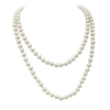Women's Stunning Simulated Pearl Knotted Long Endless Necklace Strand (48", Cream)