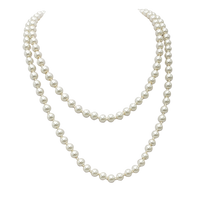 Women's Stunning Simulated Pearl Knotted Long Endless Necklace Strand (48", Cream)