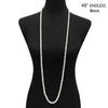 Women's Stunning Simulated Pearl Knotted Long Endless Necklace Strand (8mm, 48", Cream)