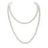 Women's Stunning Simulated Pearl Knotted Long Endless Necklace Strand (48", White)
