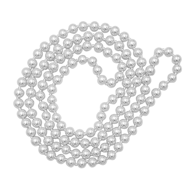 Women's Stunning Simulated Pearl Knotted Long Endless Necklace Strand (48",White)