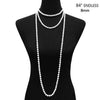 Women's Stunning Simulated Glass Pearl Knotted Long Necklace Strand (8mm, 84", White)