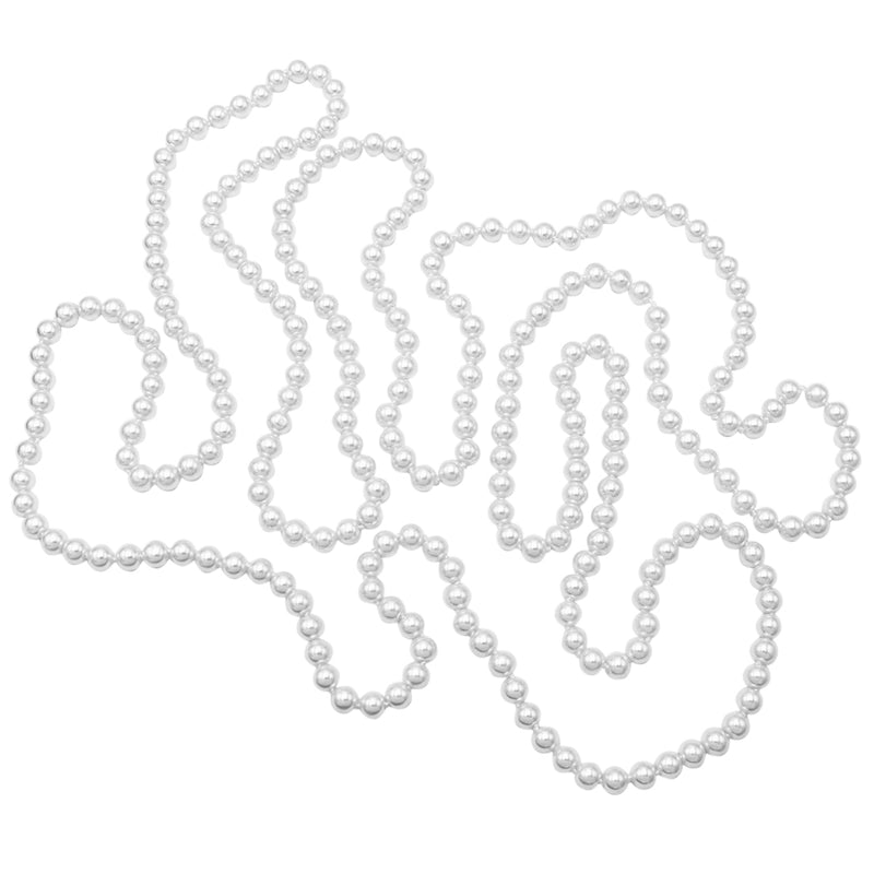 Women's Stunning Simulated Glass Pearl Knotted Long Necklace Strand (8mm, 84", White)