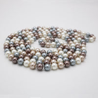 Stunning Simulated Pearl Knotted Long Endless Strand Necklace (96", Neutral Mix, 12mm)