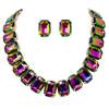 Emerald Cut Vitrail Necklace Earing Bracelet Set