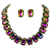 Emerald Cut Vitrail Necklace Earing Bracelet Set