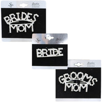 Sparkling Bridal Party Crystal Rhinestone Brooch Pin, 2.5" (All Three, Bride, Bride's Mom, Groom's Mom)