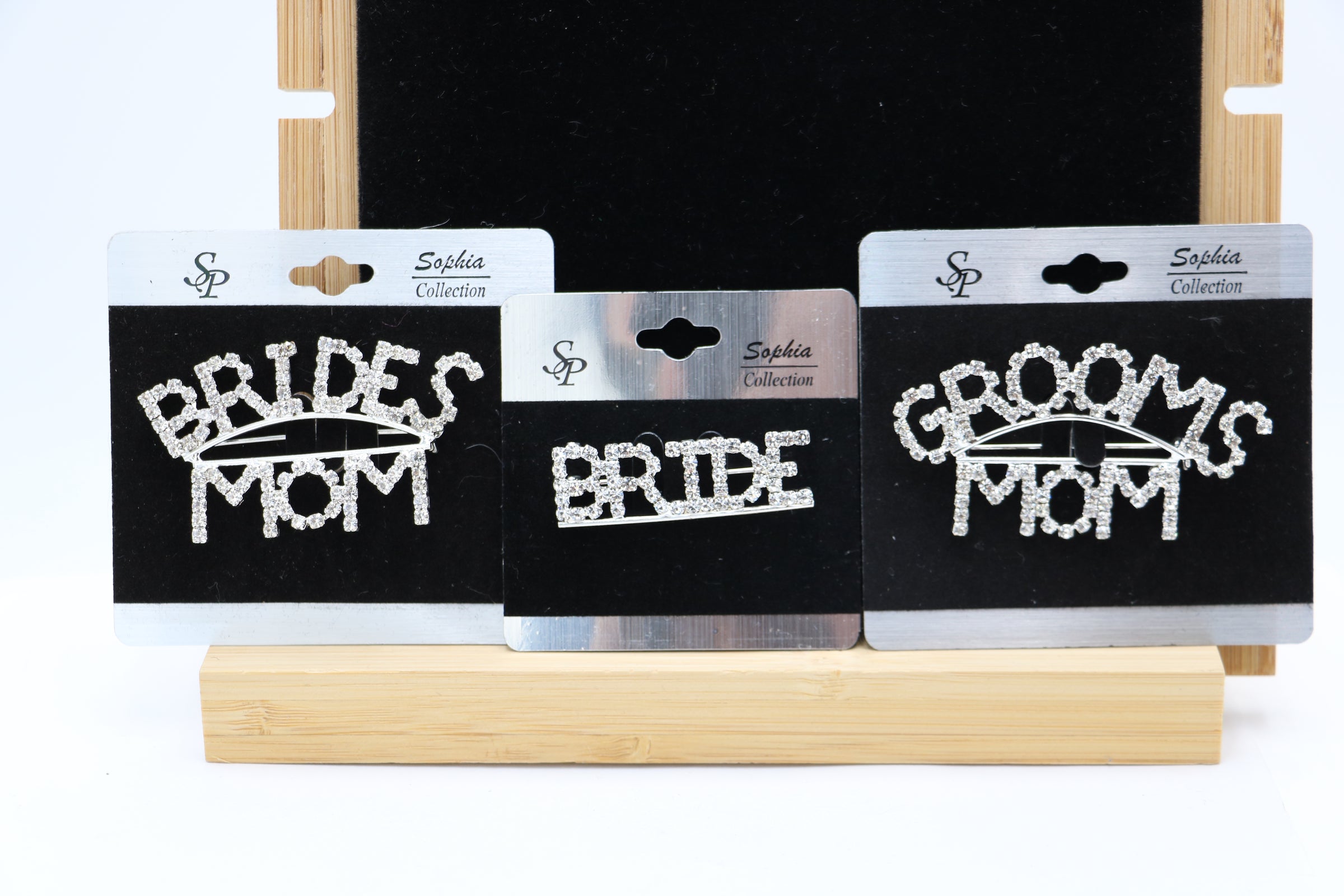 Sparkling Bridal Party Crystal Rhinestone Brooch Pin, 2.5" (All Three, Bride, Bride's Mom, Groom's Mom)