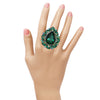 Stunning Large Statement Teardrop Glass Crystal Rhinestone Stretch Band Cocktail Ring, 2"