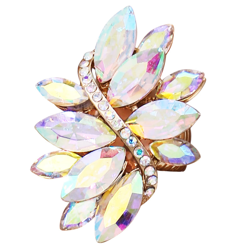 Dazzling Crystal Marquis Leaf Cluster Statement Stretch Cocktail Ring