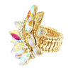 Dazzling Crystal Marquis Leaf Cluster Statement Stretch Cocktail Ring