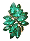 Dazzling Crystal Marquis Leaf Cluster Statement Stretch Cocktail Ring (Green Emerald Gold Tone)