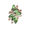Dazzling Crystal Marquis Leaf Cluster Statement Stretch Cocktail Ring (Green With Pink Crystal Gold Tone)