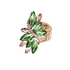 Dazzling Crystal Marquis Leaf Cluster Statement Stretch Cocktail Ring (Green With Pink Crystal Gold Tone)