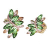 Dazzling Crystal Marquis Leaf Cluster Statement Stretch Cocktail Ring (Green With Pink Crystal Gold Tone)