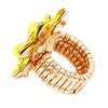 Sparkly Multi Crystal and Rhinestone Stretch Statement Cocktail Ring (Yellow Gold Tone)