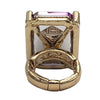 Stunning Emerald Cut Glass Crystal Statement Stretch Band Cocktail Ring,1.5" (Purple Crystal Gold Tone)