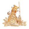 Stunning Polished Gold Tone Crystal And Enamel Winter Snowman Christmas Brooch, 2"