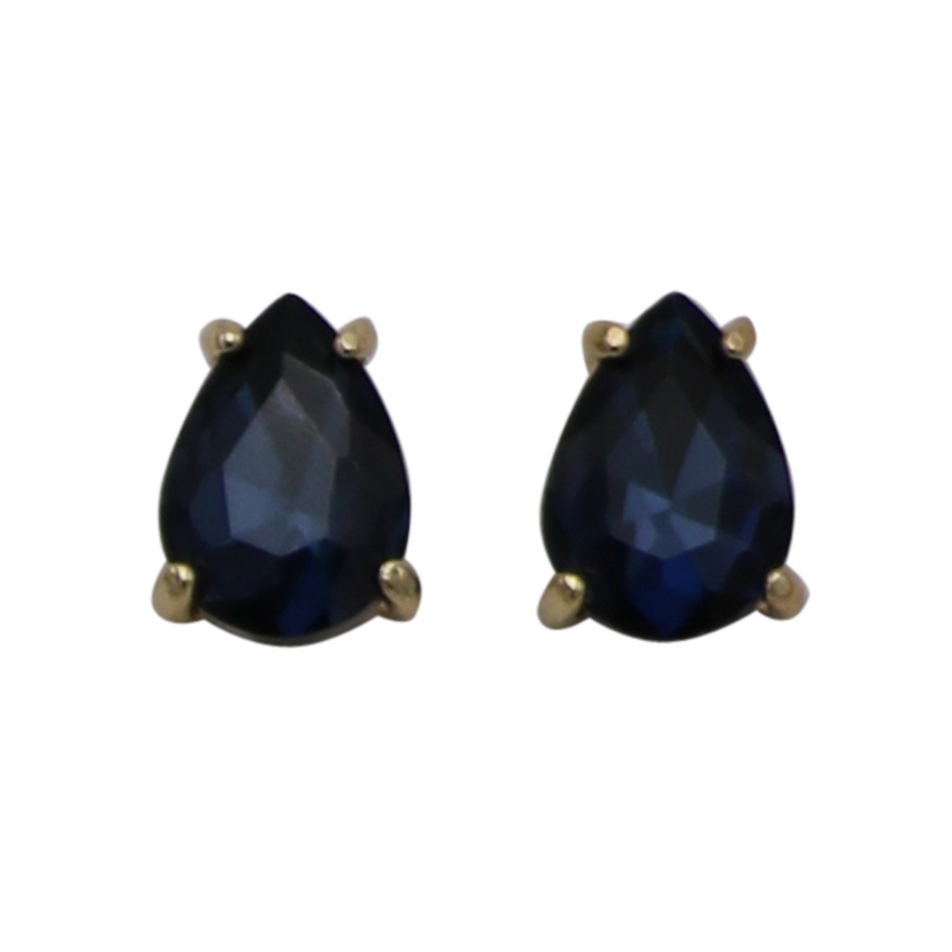 Timeless Classic Colorful Teardrop Stud Earrings With Hypoallergenic Sterling Silver Post Backs, 0.55" (Montana Blue Gold Tone)