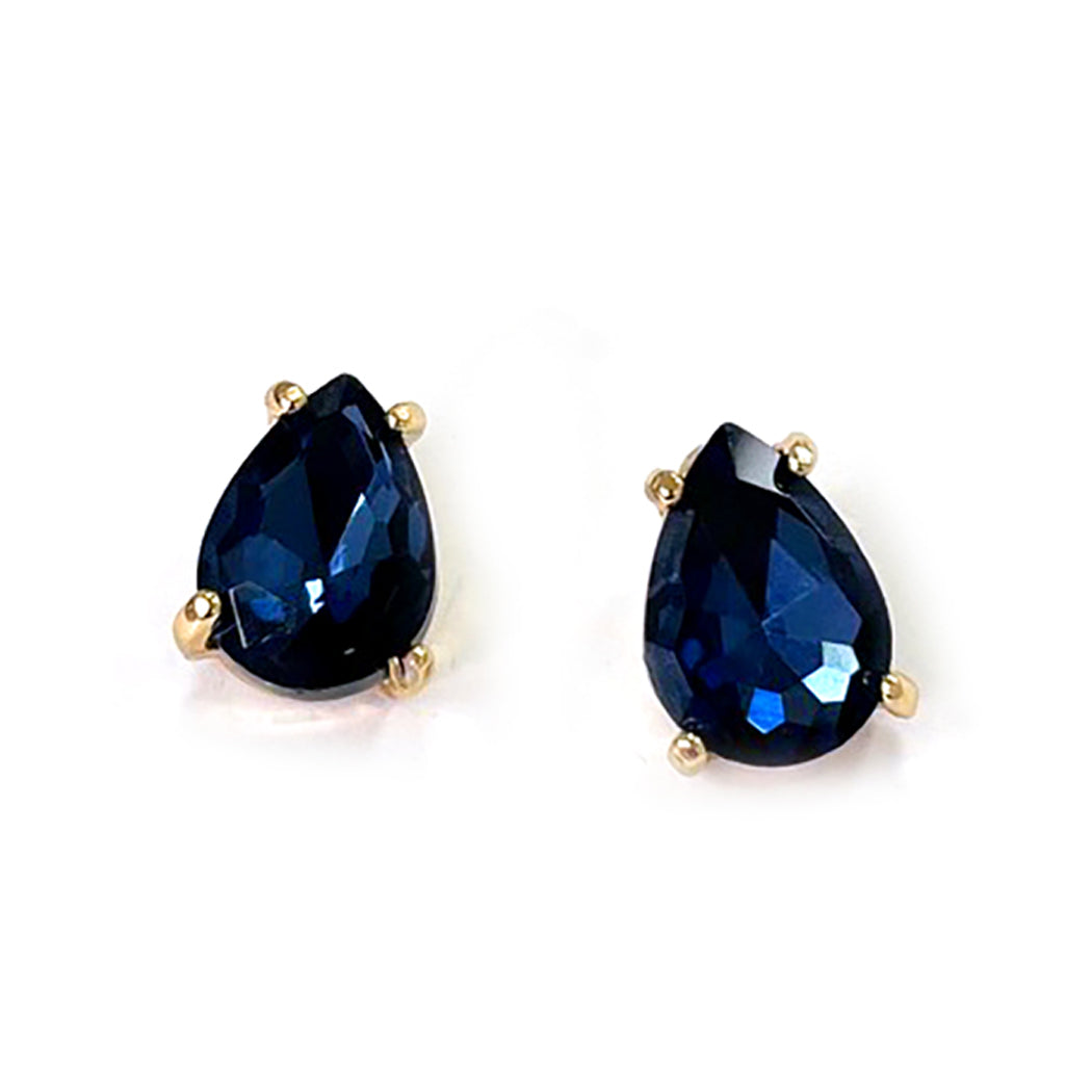 Timeless Classic Colorful Teardrop Stud Earrings With Hypoallergenic Sterling Silver Post Backs, 0.55" (Montana Blue Gold Tone)