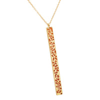 Vertical Bar Pendant Extra Long Statement Necklace (Pink)