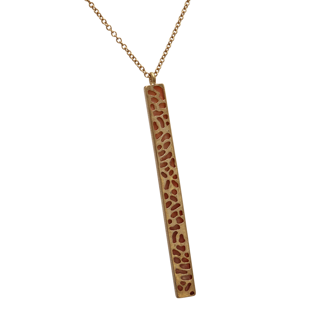 Women's Mother of Pearl Bar Pendant Extra Long Necklace 32"