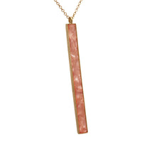 Vertical Bar Pendant Extra Long Statement Necklace (Pink)