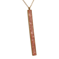 Women's Mother of Pearl Bar Pendant Extra Long Necklace 32"