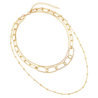 Chic Polished Multi-Strand Metal Links Chain Necklace, 21"+3" Extender (Gold Tone)