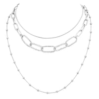 Chic Polished Multi-Strand Metal Links Chain Necklace, 21"+3" Extender (Silver Tone)