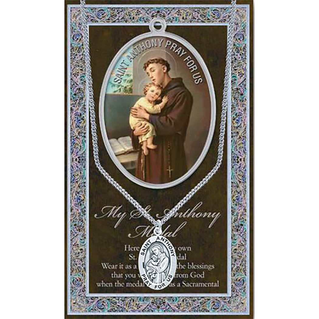 Saint Pendant Necklace and 2 Religious Pocket Tokens (St Anthony)