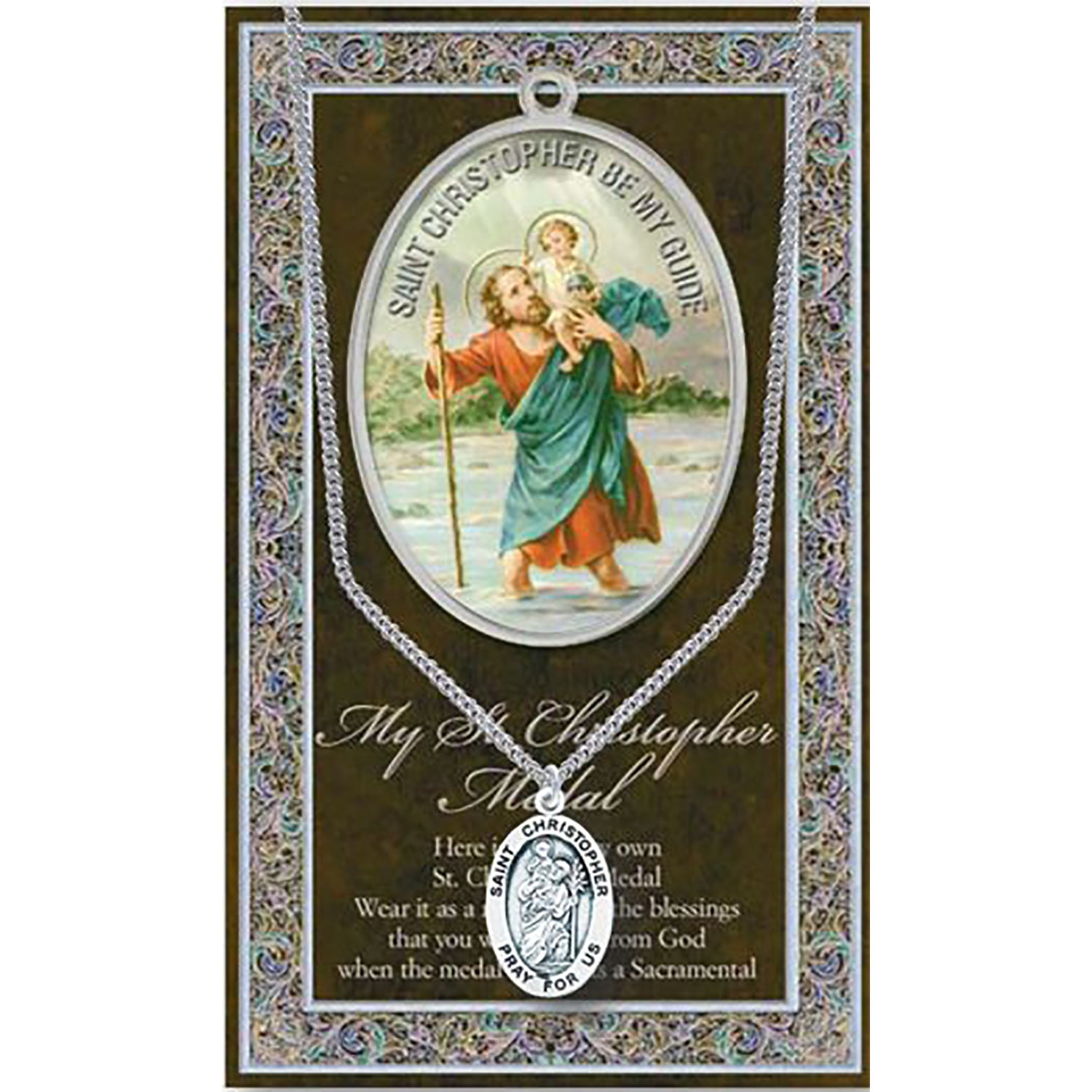 Saint Pendant Necklace and 2 Religious Pocket Tokens (St. Christopher)