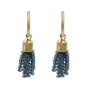Chic And Colorful 2 In 1 Style Featuring Petite Gold Tone Lever Back Hoops With Removable Thread Tassel Earrings, 2" (Crystal Bead Tassel Montana Blue)